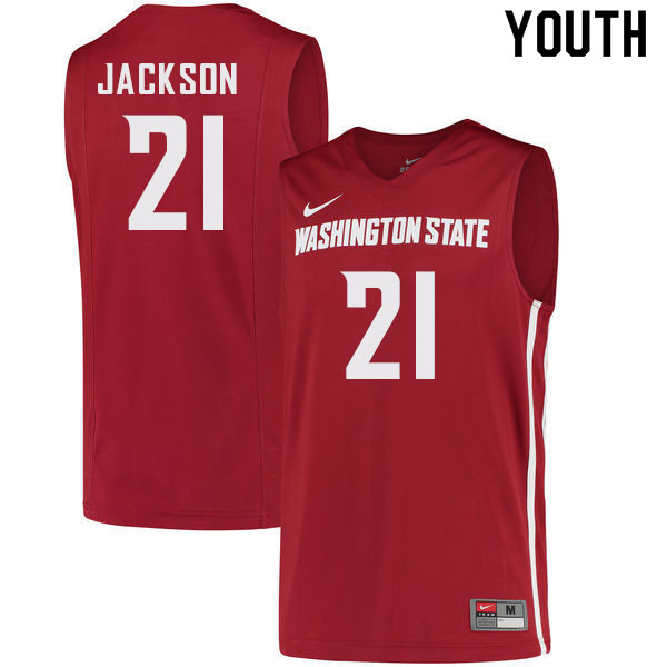 Youth #21 Dishon Jackson Washington State Cougars College Basketball Jerseys Sale-Crimson - Click Image to Close